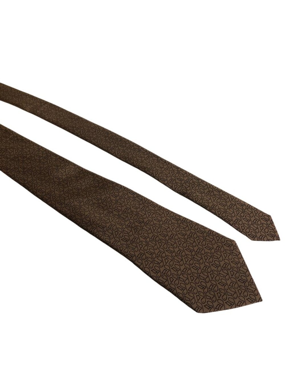 Asian Inspired Brown Silk Tie Geometric Mens Necktie Accessory Office Work Gift